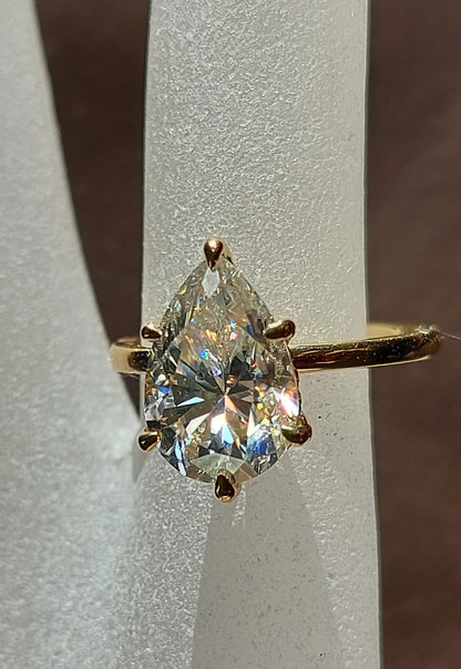 4 Ct Pear Diamond, Moissanite Hidden Halo Engagement Ring