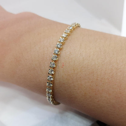 Tennisarmband aus Diamanten 14K Gelbgold rundes Tennisarmband, Labor-gezüchtetes Armband, wunderschönes gelbes Diamantarmband, 3 mm rundes Armband.