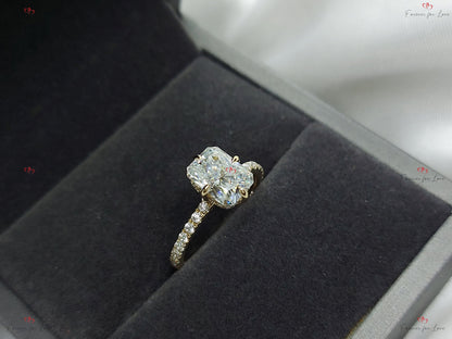 1.5 Ct Radiant Diamond, Moissanite Solitaire Engagement Ring