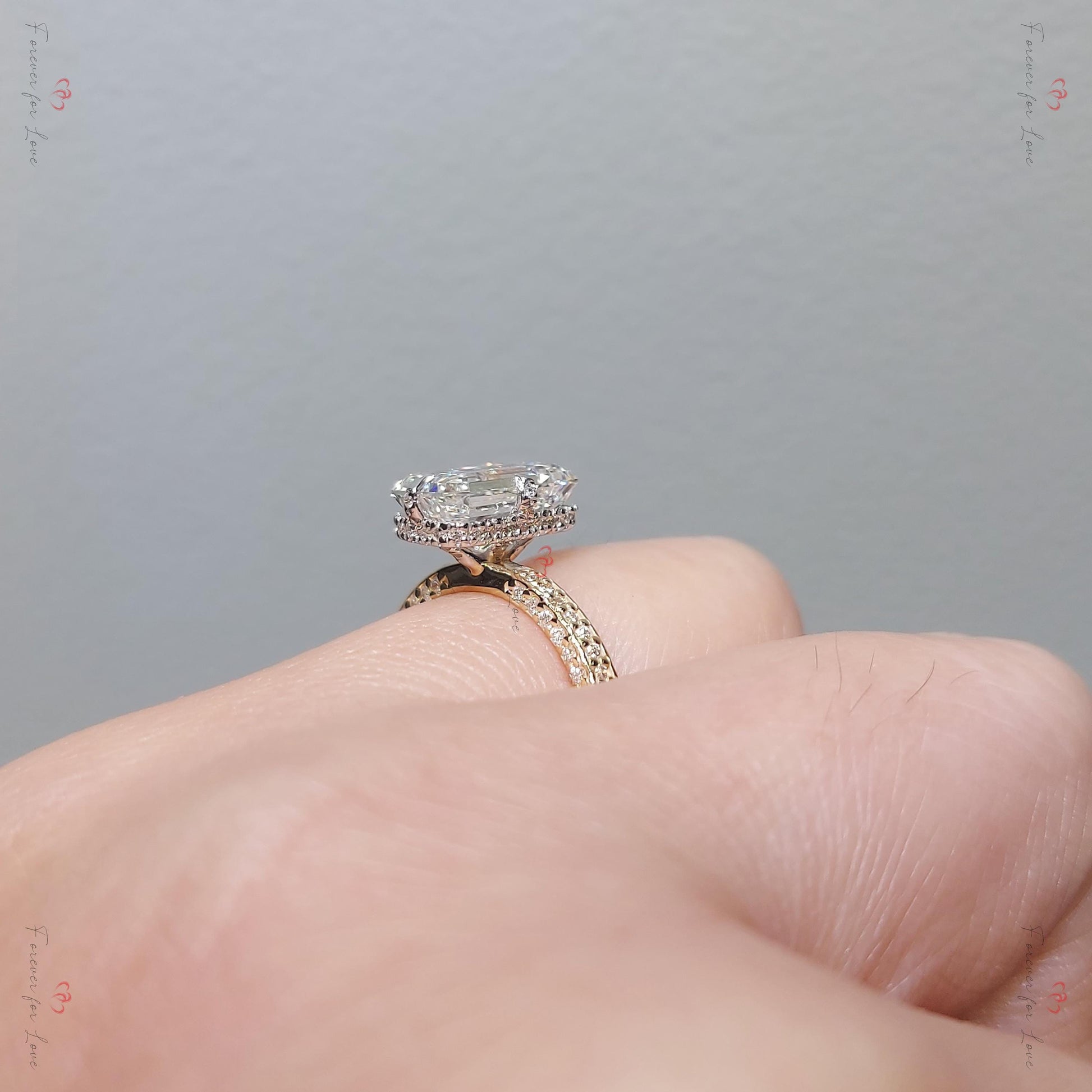 3 Ct Emerald Lab Diamond, Emerald Solitaire Engagement Ring