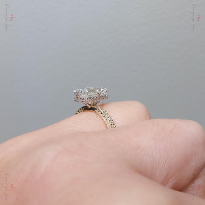 3 Ct Emerald Lab Diamond, Emerald Solitaire Engagement Ring