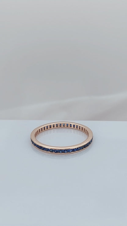 Round Blue Sapphire Full Eternity Band