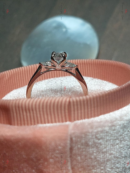 Cushion Lab Diamond, Moissanite Three Stone Engagement Ring