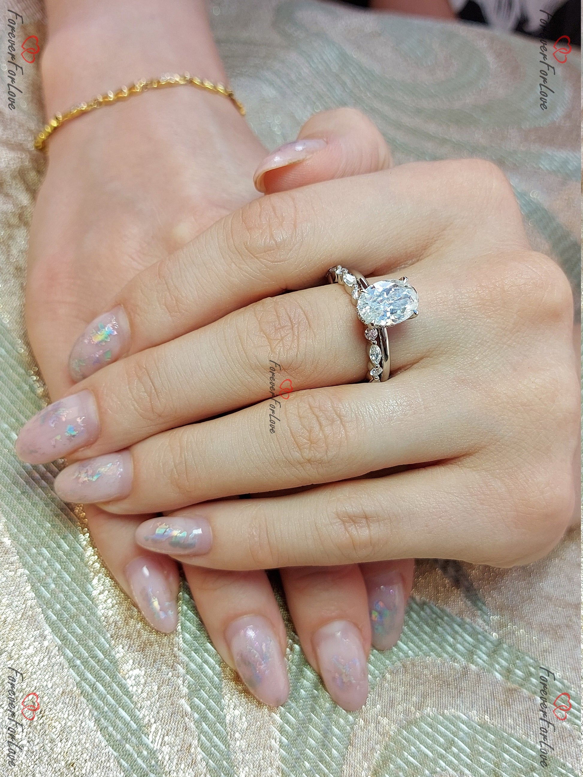 3 Ct Oval Moissanite Eternity Band