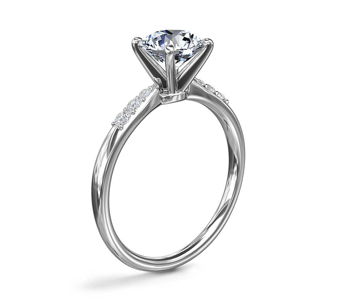 1 Ct Round Natural Diamond Engagement Ring Round cut 1Ct Moissanite Brilliant Cut engagement ring in 935 Argentium Silver — custom handcrafted by Forever For Love