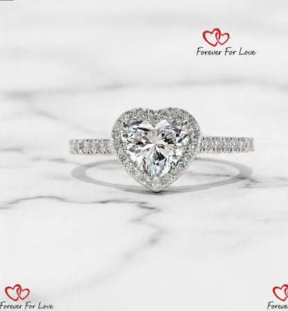 IGI Certified Heart Lab Diamond Halo Engagement Ring