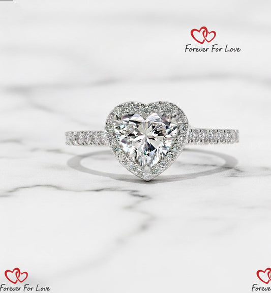 IGI Certified Heart Lab Diamond Halo Engagement Ring