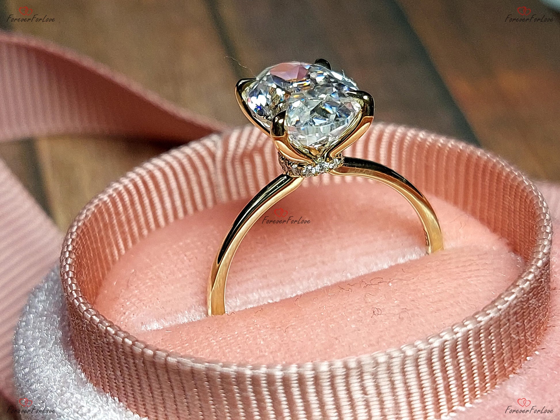 Oval Cut Engagement Ring, 4Ct Crushed ice Oval 12*8mm Moissanite engagement ring, diamond wrap around halo ring, Proposal Ring Gift for Her.