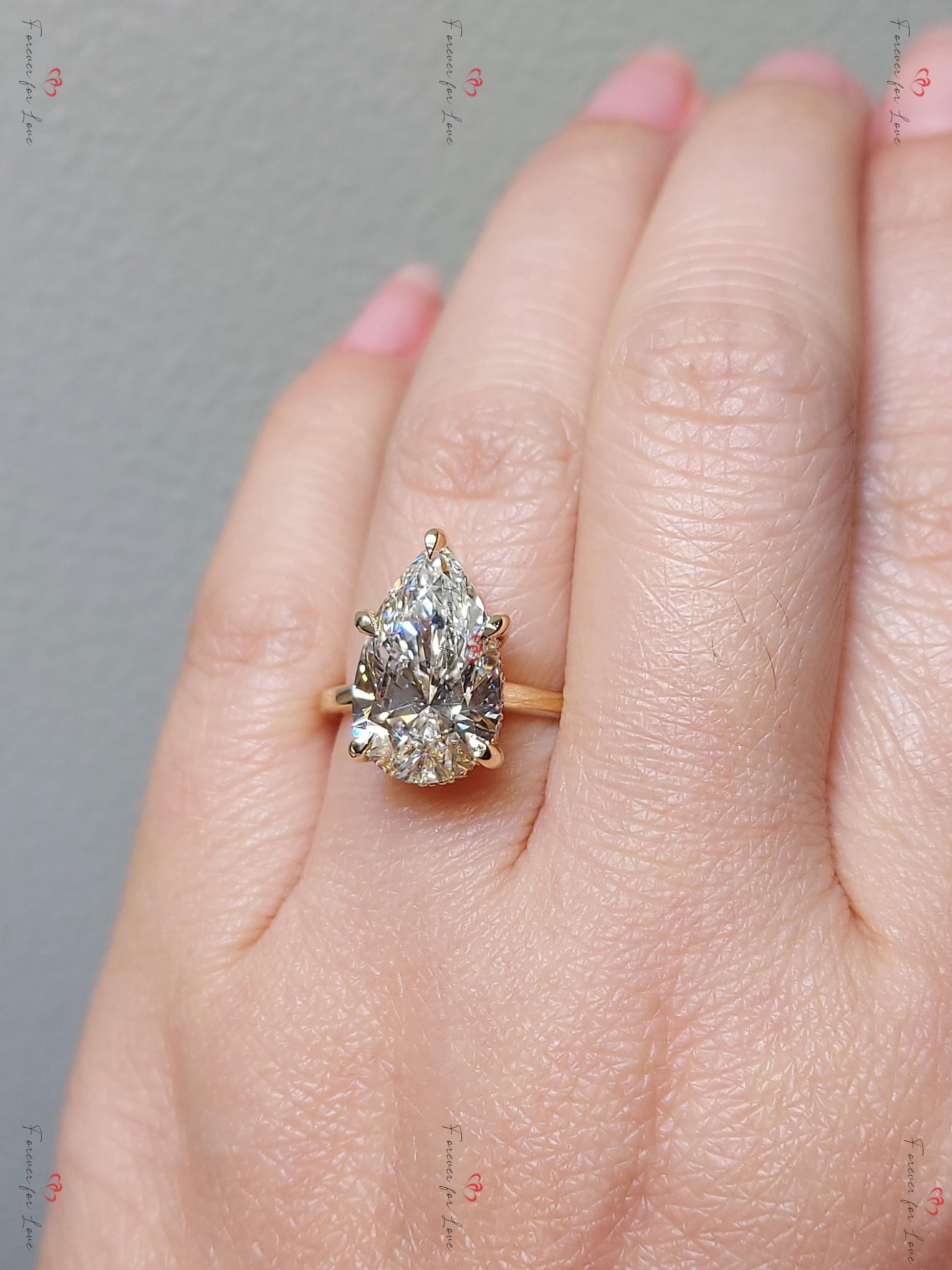 5 Ct Pear Lab Diamond Solitaire Engagement Ring
