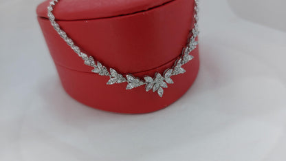18K Massivgold-Halskette für die Hochzeit mit Cluster, echte Diamant-Marquise-Halskette, Diamantketten-Halskette als Jubiläumsgeschenk.