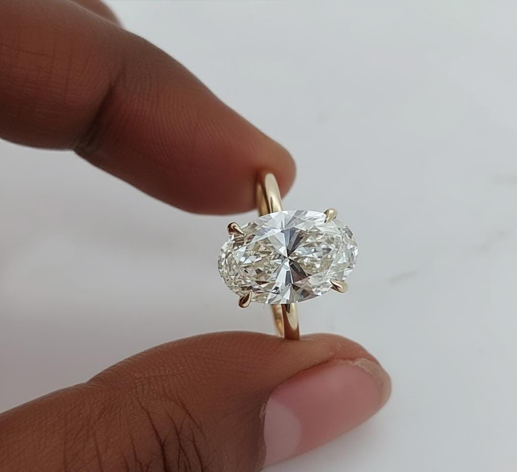 5 Ct IGI Certified Oval Lab Diamond Engagement Ring