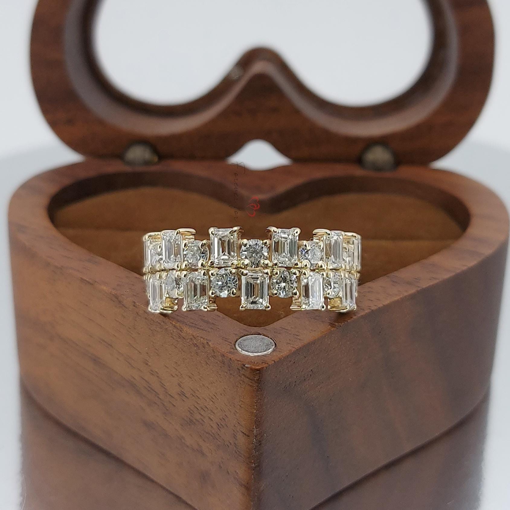 Baguette Lab Diamond Half Eternity Band