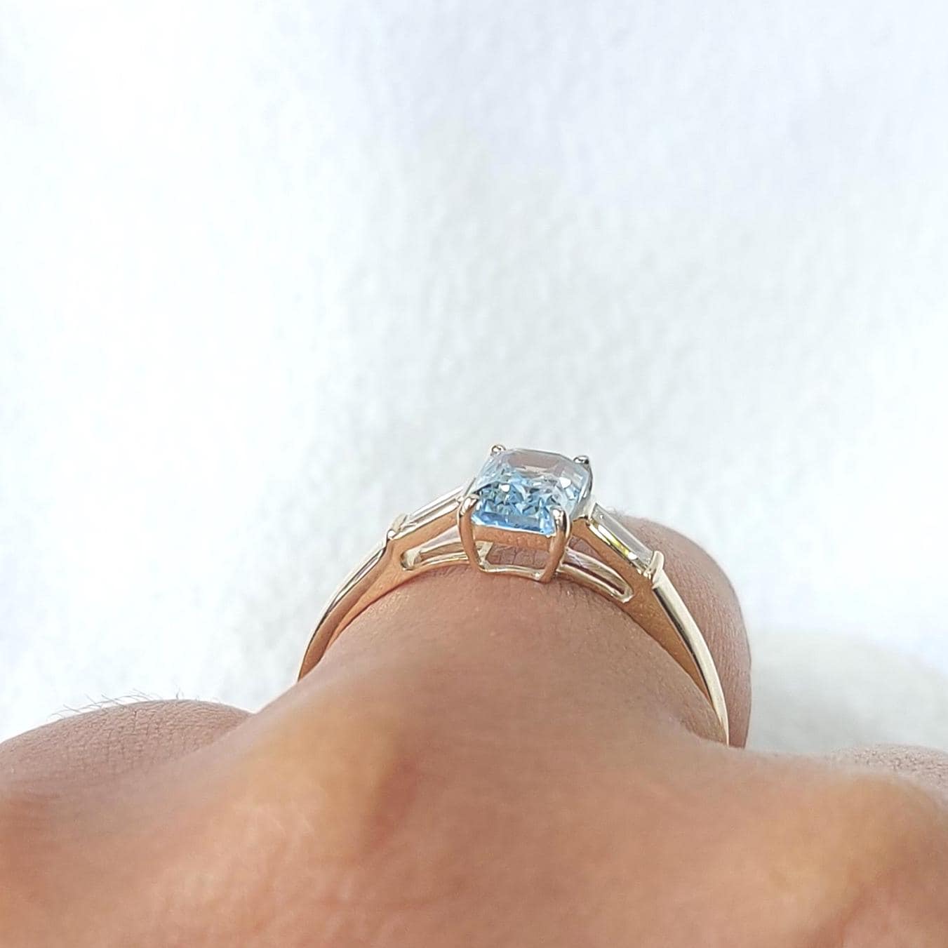 2.4 ct Aquamarine Emerald Ring 14K solid gold Aquamarine Emerald and Lab Diamond Baguette Minimalist Ring, Emerald ring, Gift for her. Emerald cut 1Ct Natural Aquamarine engagement ring in 935 Argentium Silver — custom handcrafted by Forever For Love