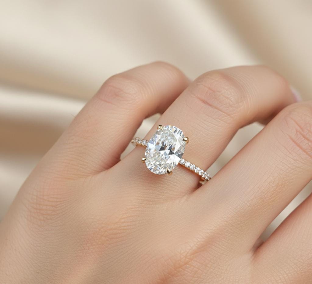 3.5 Ct Oval Moissanite Engagement Ring