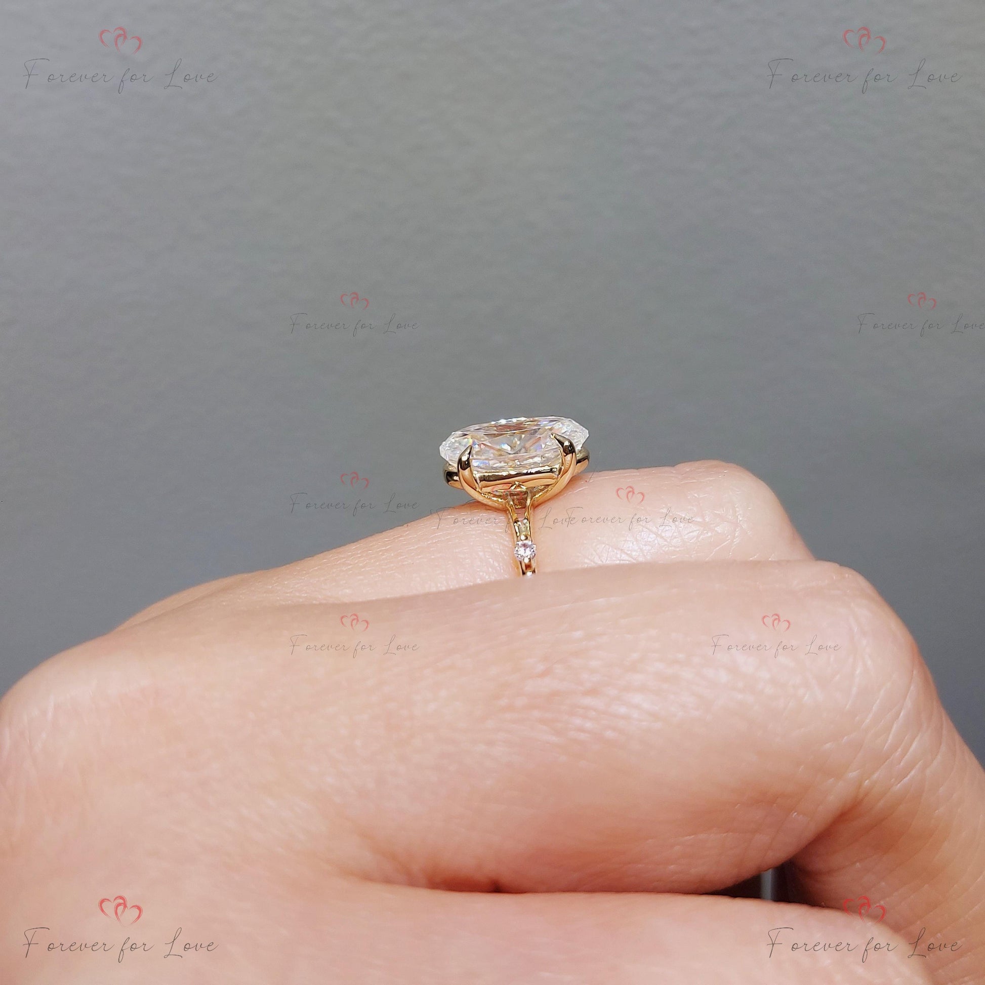 3 Ct Oval Diamond, Moissanite Engagement Ring