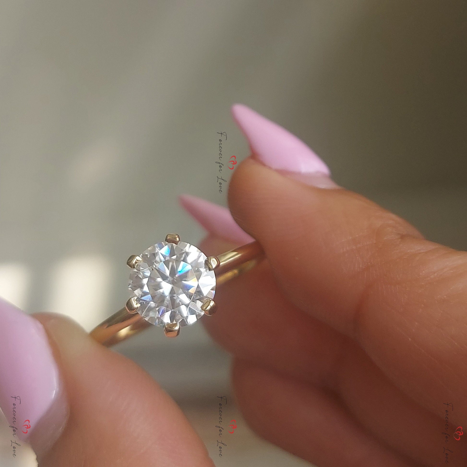 2 Ct Round Moissanite Solitaire Engagement Ring