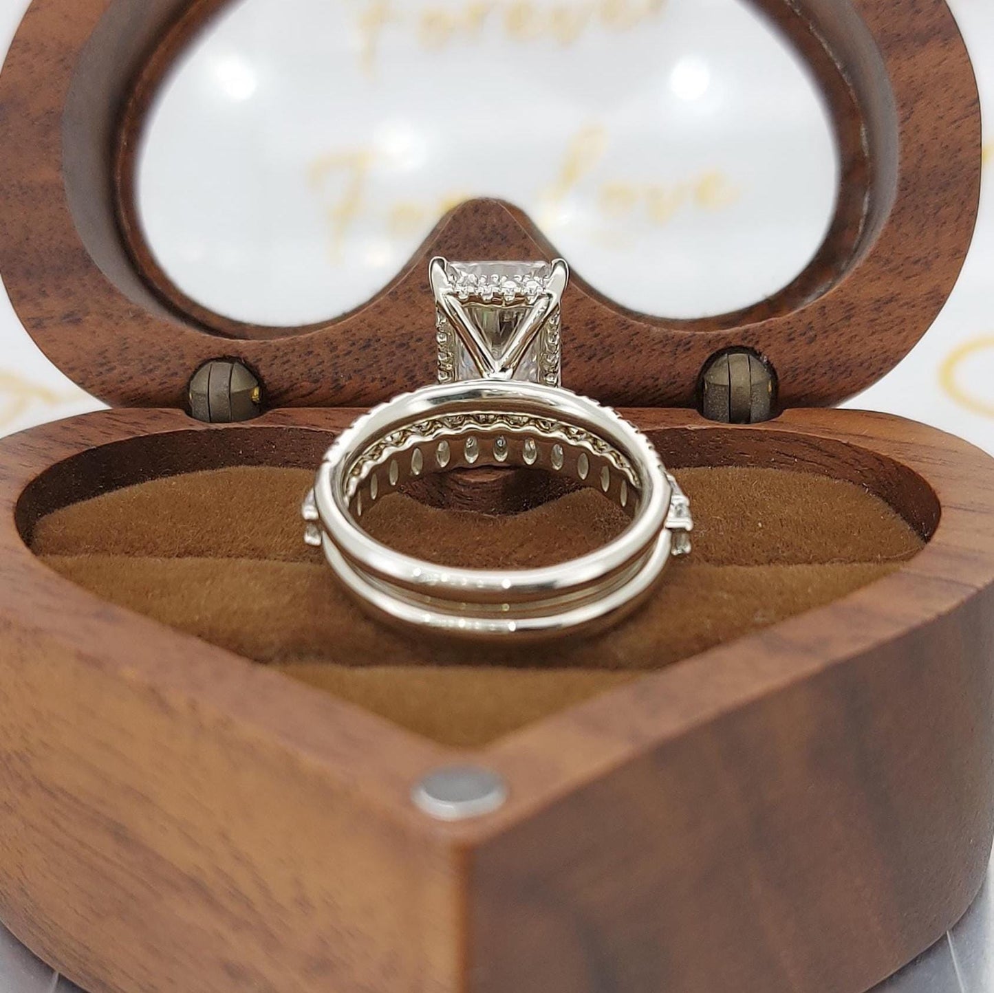 2.5 Ct Radiant Moissanite Eternity Ring Radiant cut Moissanite Brilliant Cut engagement ring in 935 Argentium Silver — custom handcrafted by Forever For Love