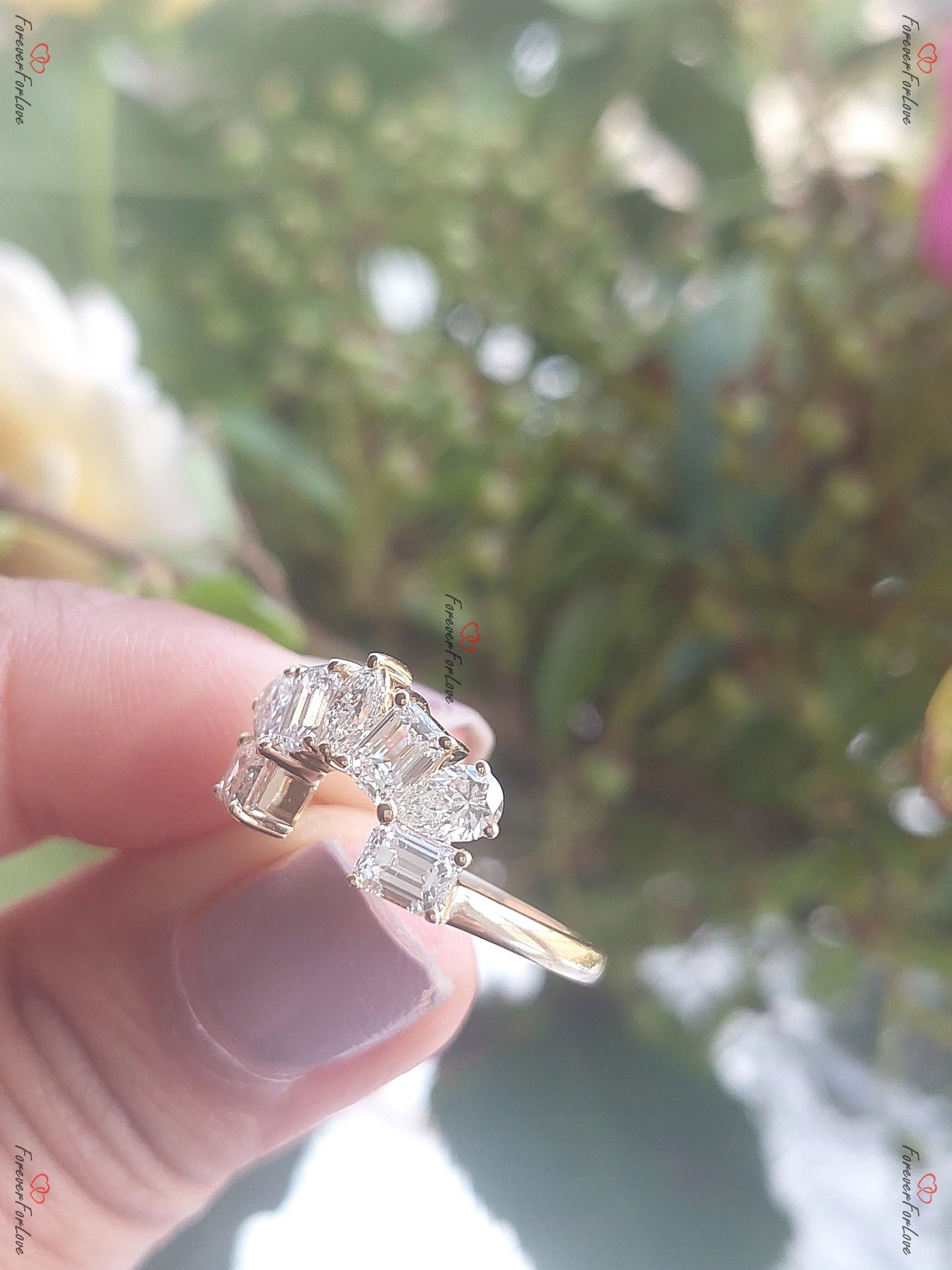 3 Ct Oval Lab Diamond Hidden Halo Bridal Set Oval cut Moissanite Brilliant Cut engagement ring in 935 Argentium Silver — custom handcrafted by Forever For Love