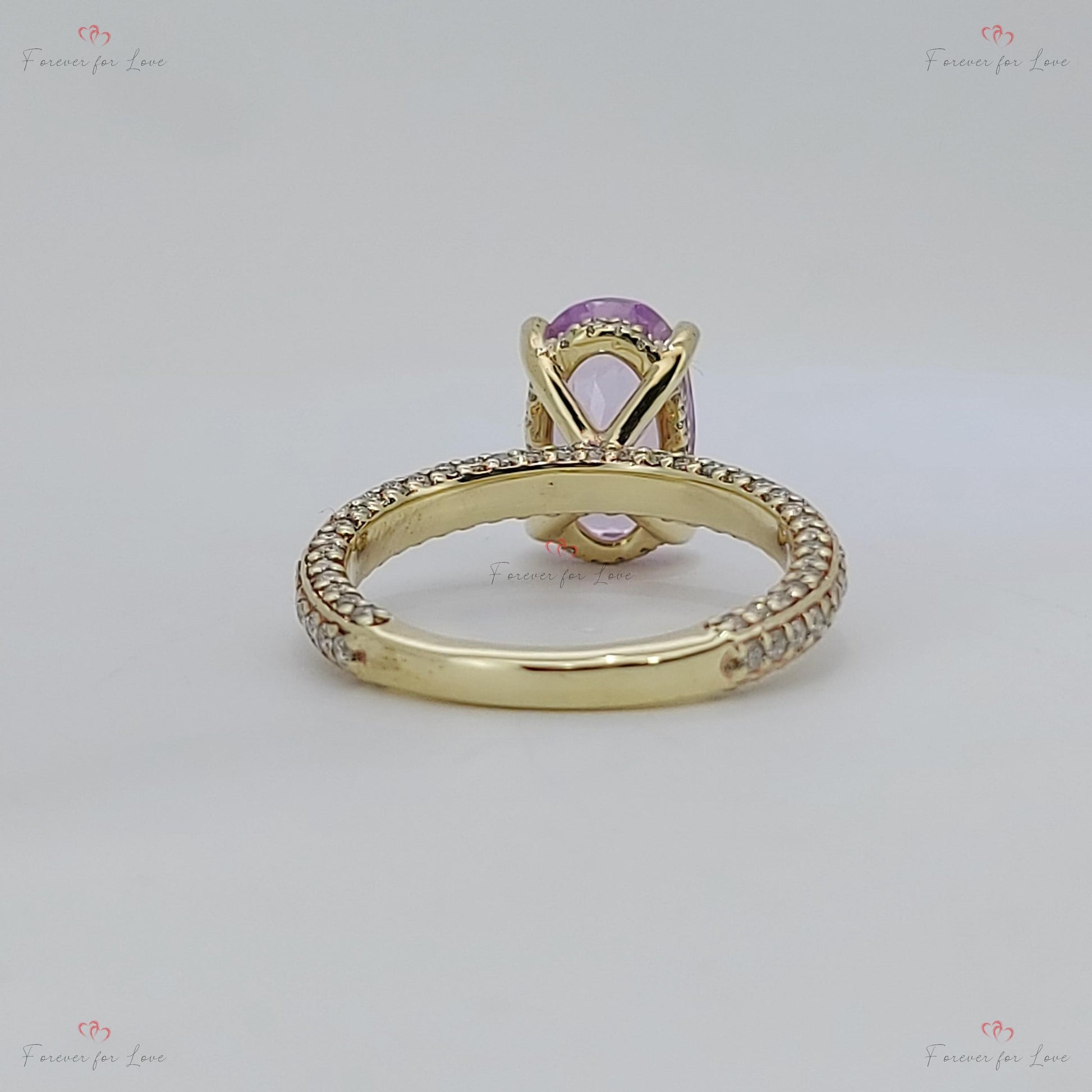 3.45 Ct Oval Pink Diamond, Sapphire Engagement Ring