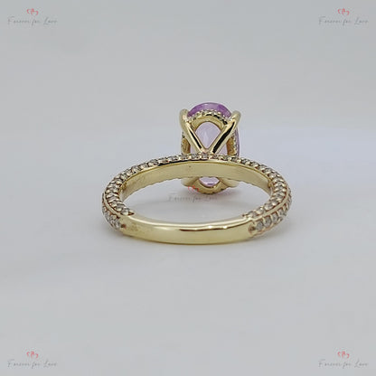 3.45 Ct Oval Pink Diamond, Sapphire Engagement Ring