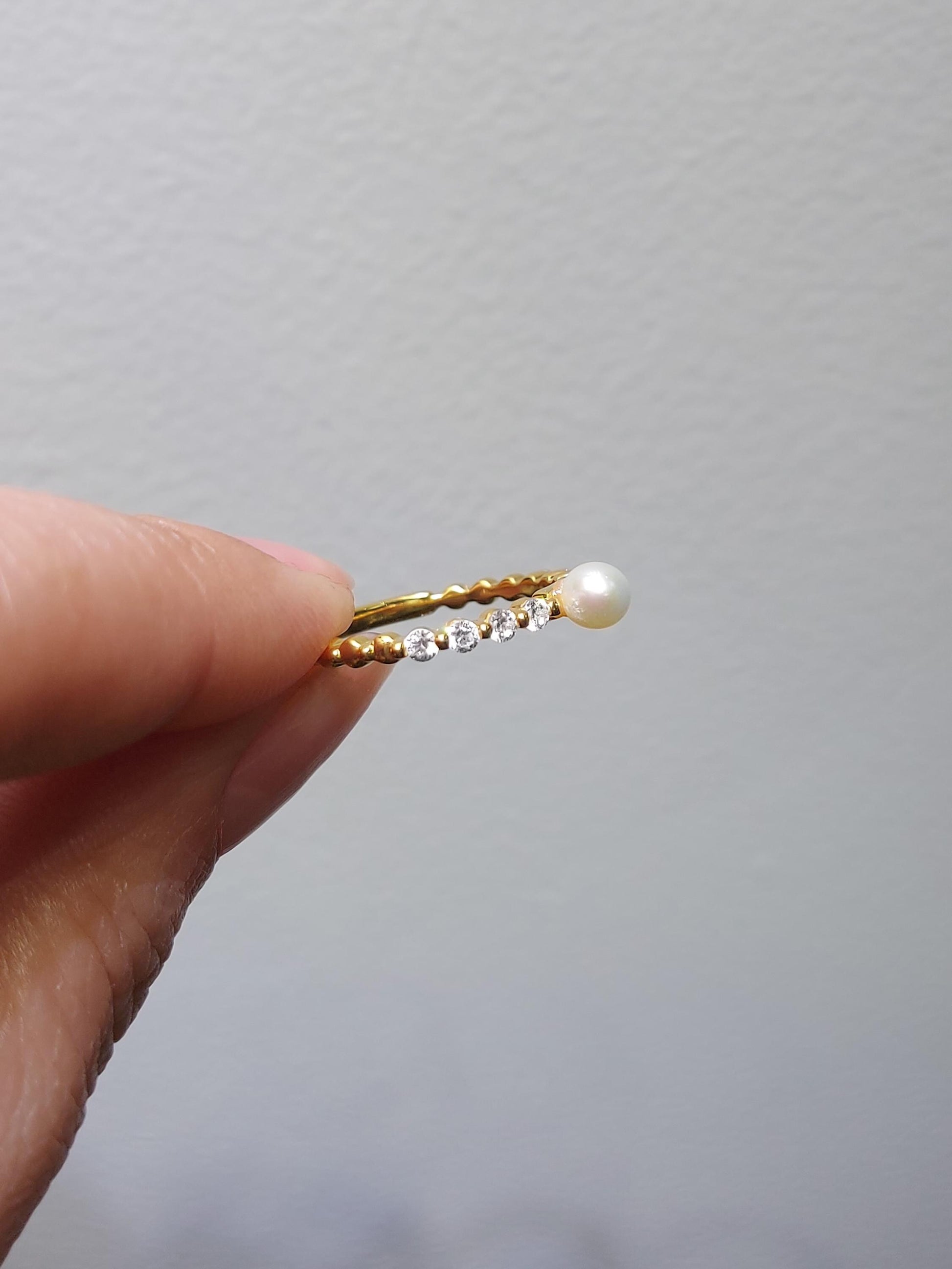 Natural Diamond, Pearl Half Eternity Band