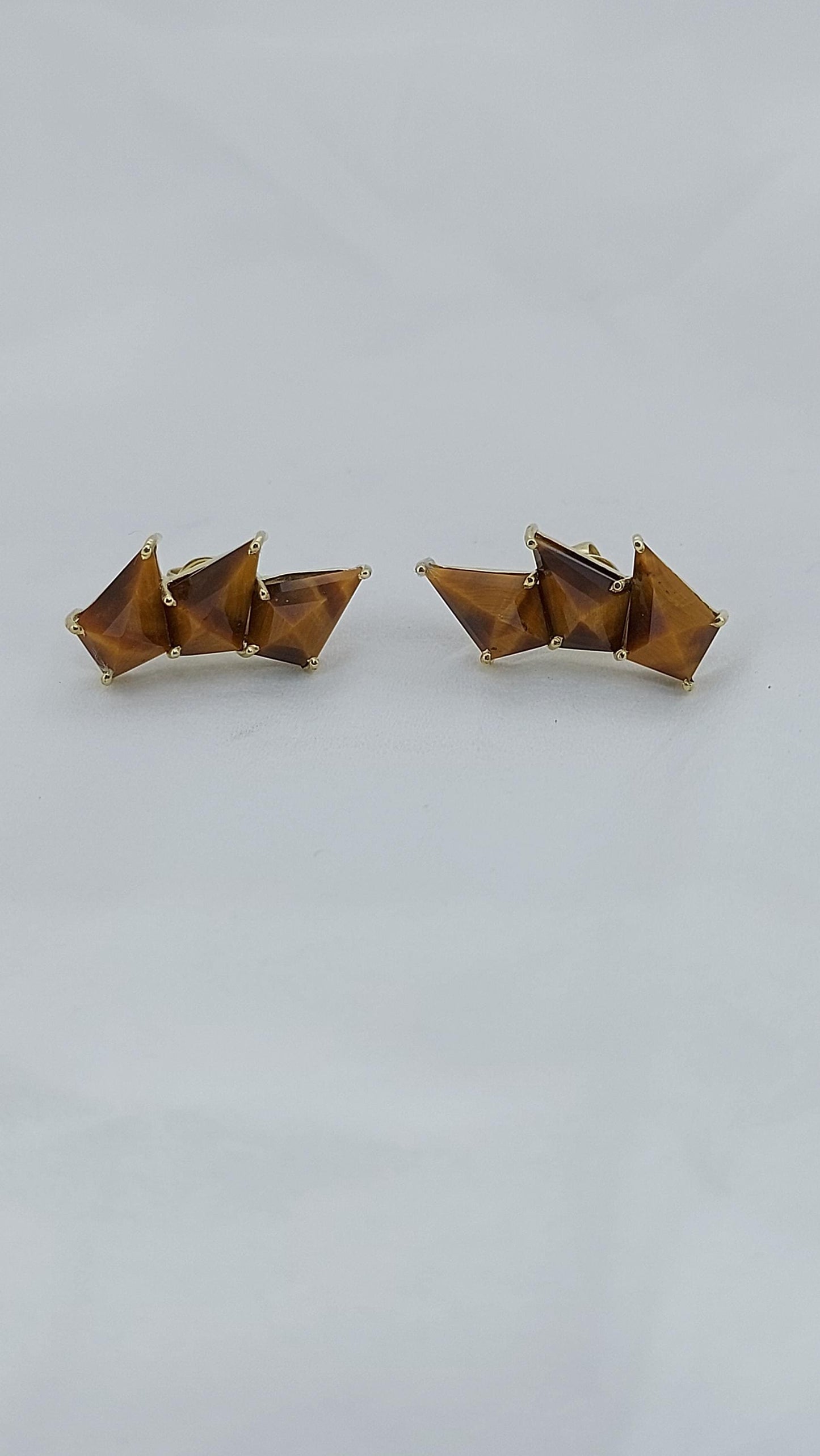 Tiger Eye Earrings · Semiprecious Earrings · Vintage Brown Tiger Earrings · Gold Filled climber Earrings · 18k Gold Vermeil Earrings Moissanite engagement ring in Gold or Platinum — custom handcrafted by Forever For Love