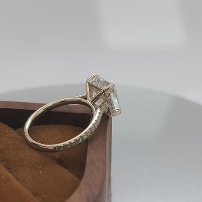3.35 Ct IGI Certified Asscher Lab Diamond Hidden Halo Engagement Ring