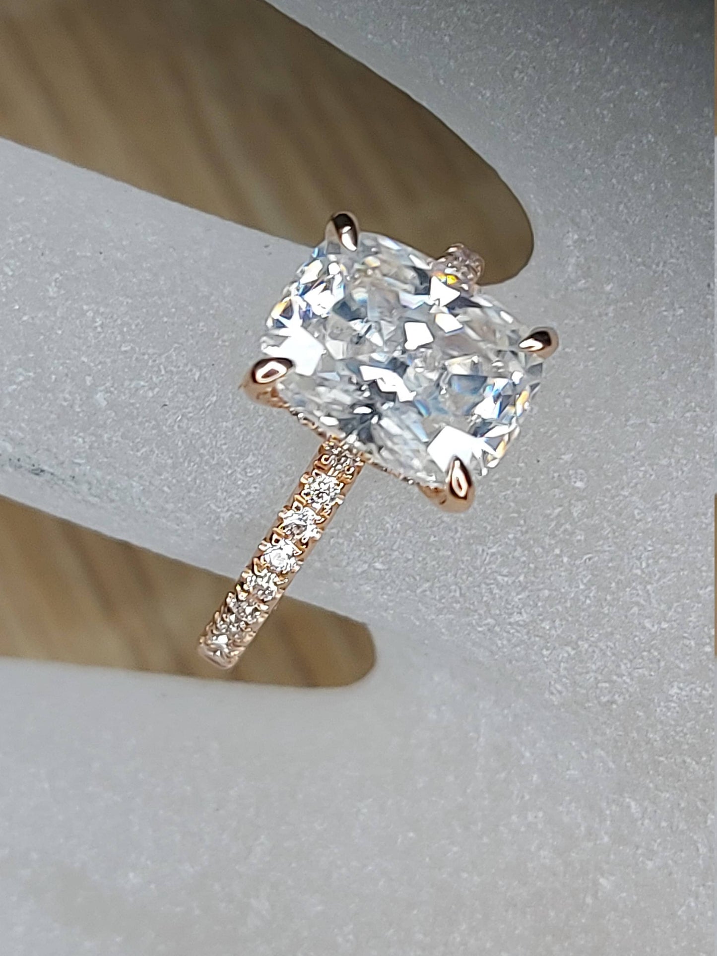 2 Ct Cushion Moissanite Engagement Ring Cushion cut 1Ct Moissanite Brilliant Cut engagement ring in 935 Argentium Silver — custom handcrafted by Forever For Love