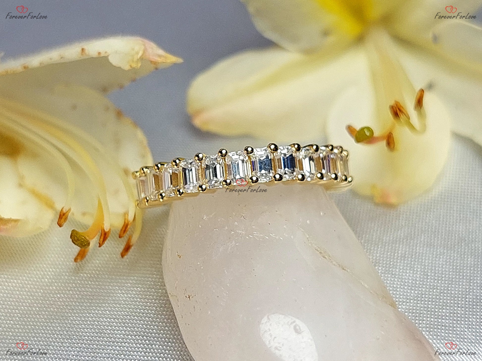 Baguette Moissanite Half Eternity Band
