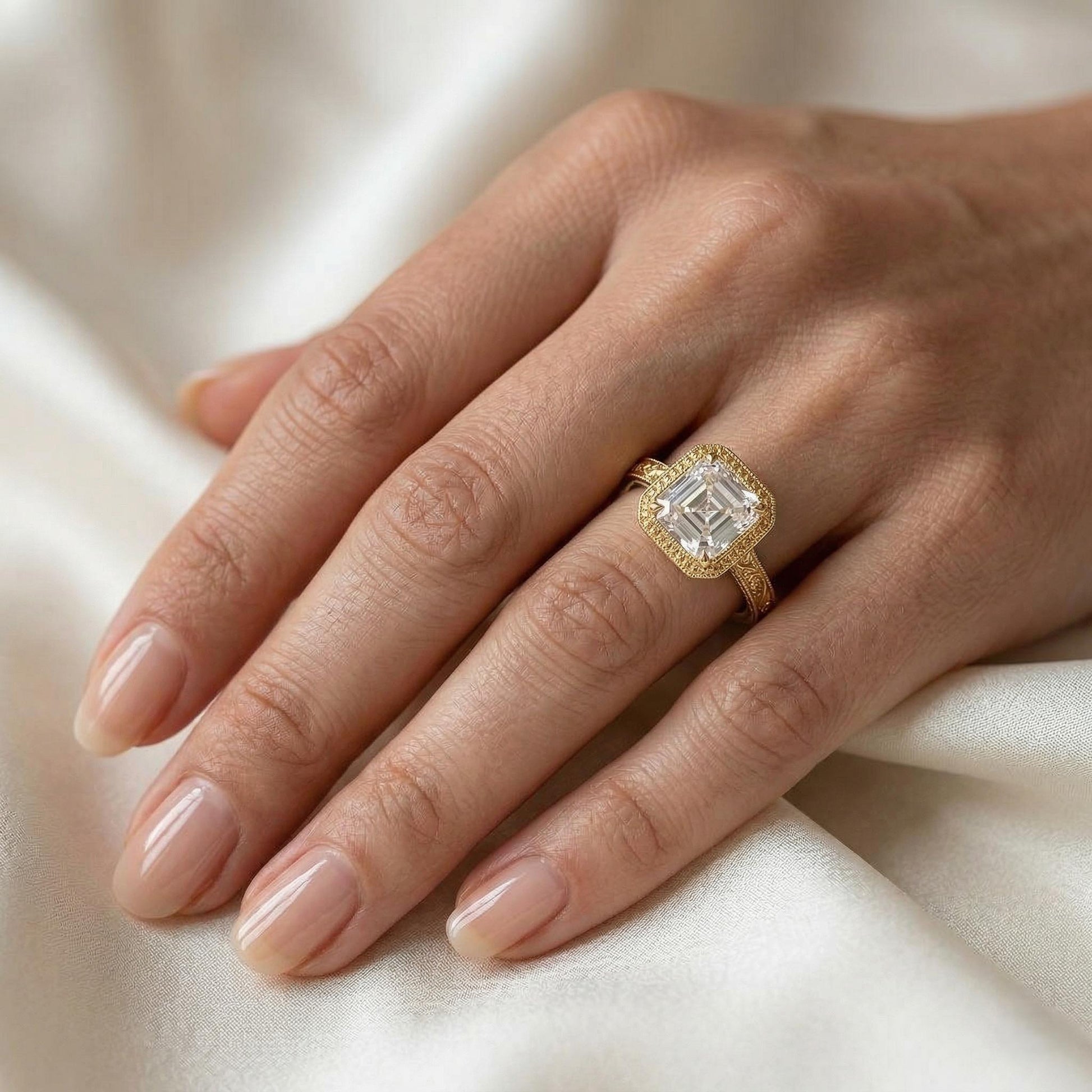 IGI Certified Asscher Lab Diamond Engagement Ring