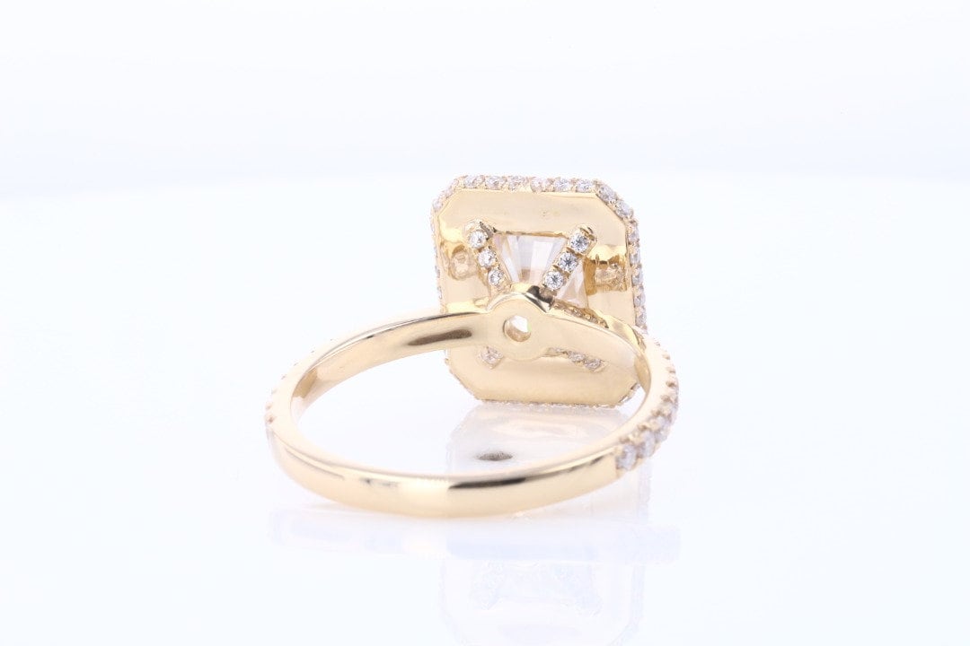 4 Ct Radiant Diamond, Moissanite Halo Engagement Ring