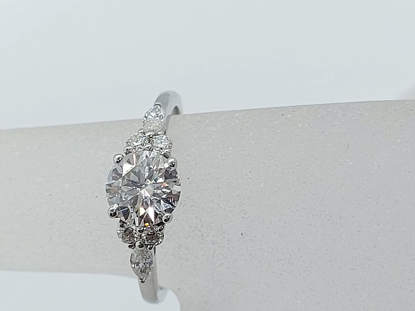 Bague de fiançailles trois pierres à diamant naturel taille marquise Marquise cut Moissanite engagement ring in Gold or Platinum — custom handcrafted by Forever For Love