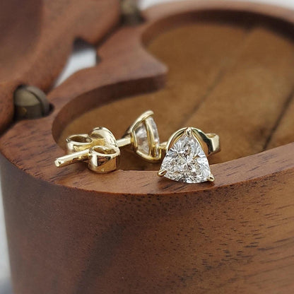 Boucles d'oreilles clous en diamant taille trillion 0,75 CTW, clous taille trillion, boucles d'oreilles en diamant, or massif 14K, boucles d'oreilles pour tous les jours, cadeau parfait