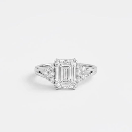 8 Ct IGI Certified Emerald Lab Diamond, Emerald Engagement Ring