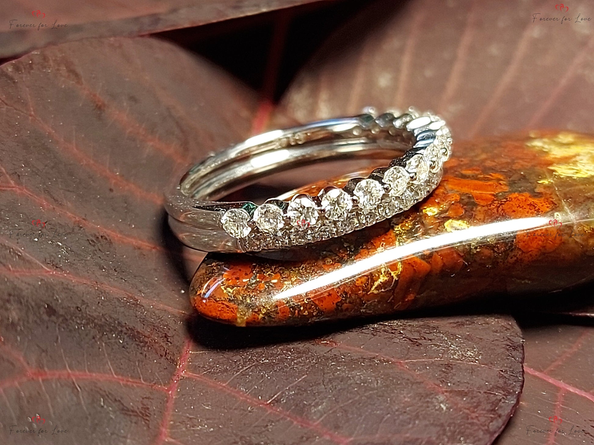 Vintage Moissanite Round cut Wedding Band half eternity promise ring Rose Gold engagement band Women anniversary band ring