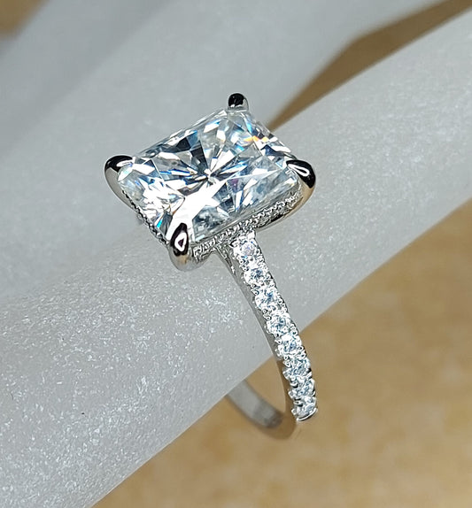3 Ct Radiant Diamond, Moissanite Engagement Ring