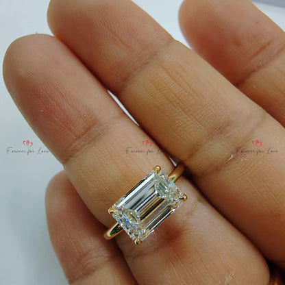 2 Ct IGI Certified Emerald Diamond, Emerald Hidden Halo Engagement Ring
