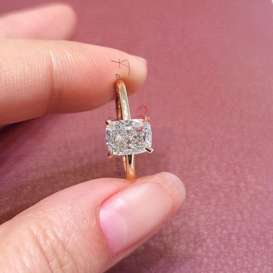 1.8 Ct IGI Certified Cushion Lab Diamond Hidden Halo Engagement Ring