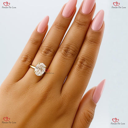 2.5 Ct Oval Lab Diamond Solitaire Engagement Ring