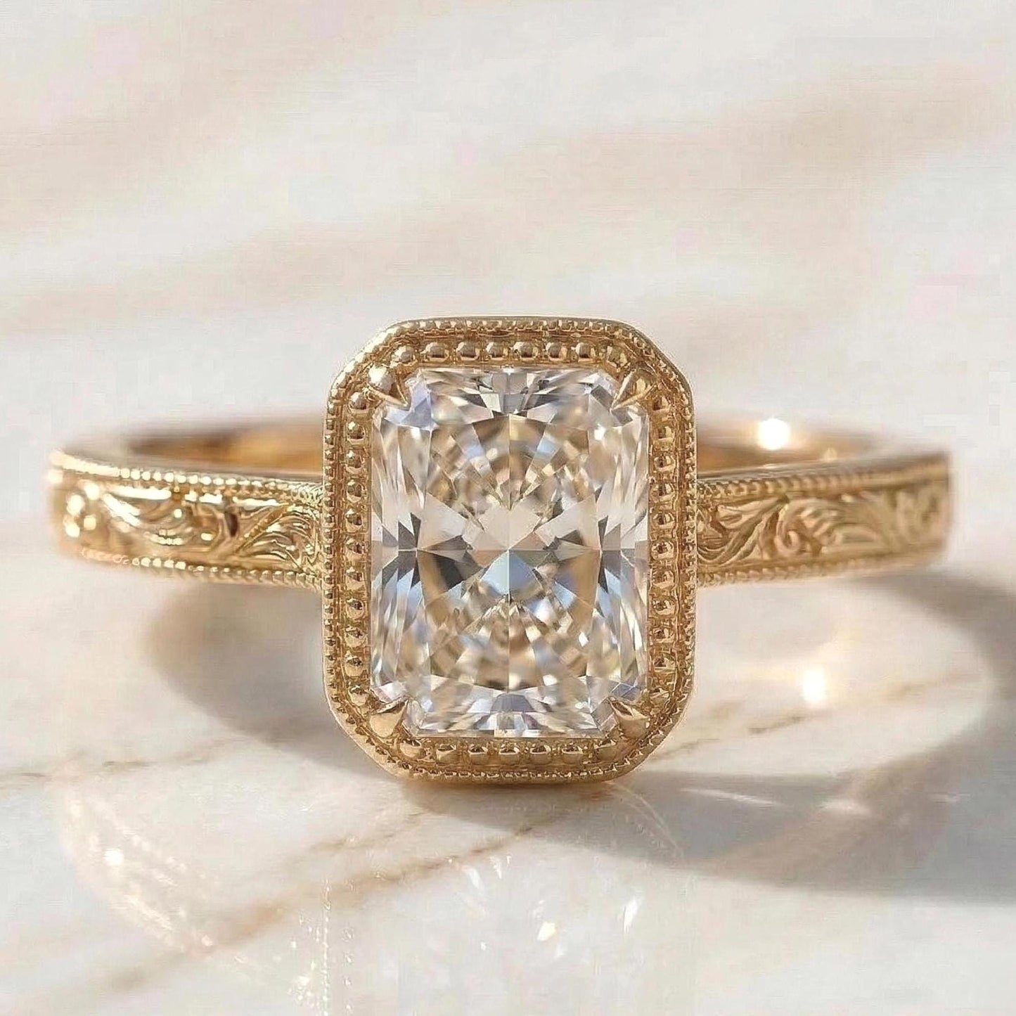 2 Karat IGI-zertifiziertes Radiant-Diamantband Radiant cut Moissanite engagement ring in 935er Argentium Silber — custom handcrafted by Forever For Love