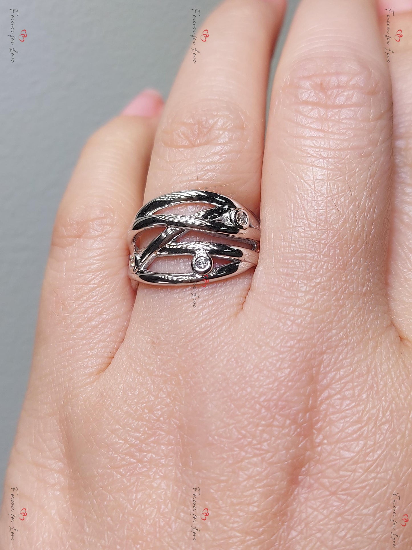 Vintage Natural Round Diamond Wedding Band in Solid Gold/ Platinum Ring, Wedding Anniversary Ring, Promise Ring, Vine leaf Ring. Round cut Moissanite Brilliant Cut engagement ring in 935 Argentium Silver — custom handcrafted by Forever For Love