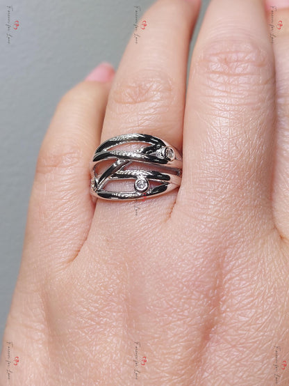 Vintage Natural Round Diamond Wedding Band in Solid Gold/ Platinum Ring, Wedding Anniversary Ring, Promise Ring, Vine leaf Ring.