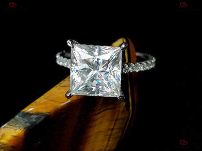 4 Ct Princess Moissanite Solitaire Engagement Ring