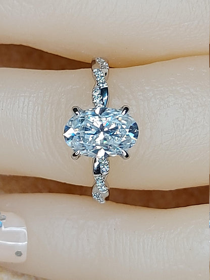 2 Ct Oval Diamond, Moissanite Engagement Ring