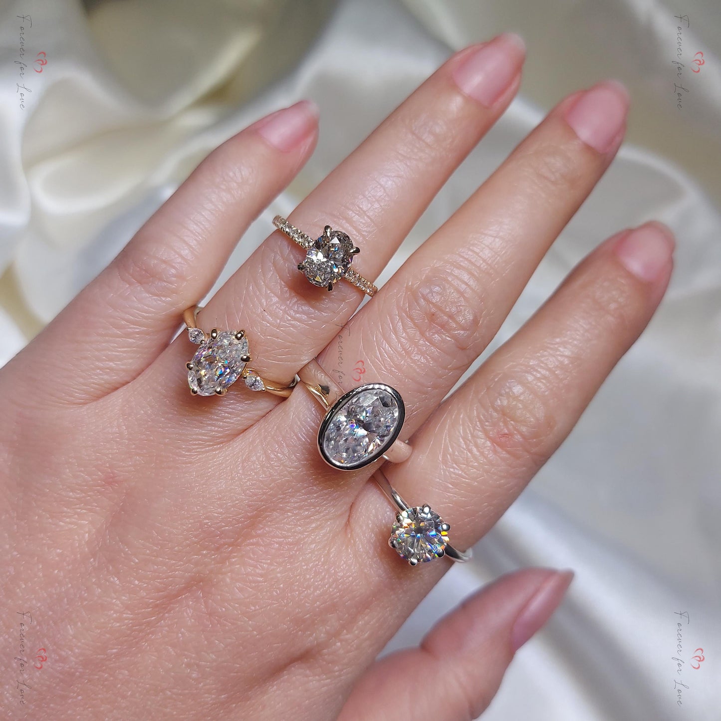 1 Ct IGI Certified Oval Diamond Engagement Ring Oval cut 1Ct Moissanite Brilliant Cut engagement ring in 935 Argentium Silver — custom handcrafted by Forever For Love