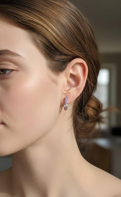 14k White Gold Cluster Stud- Lab grown diamond, Stud Earrings, Perfect Gift for Her