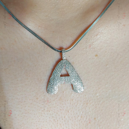 Pendentif Initiales Lettres Bulles, Or Massif 14k ou 18k, Breloque Collier Diamant Glaçon, Cadeau Personnalisé pour elle, Cadeau de Remise de Diplôme, breloque seule !