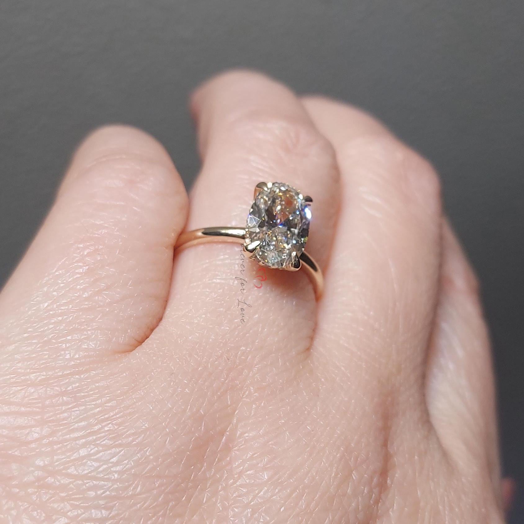 2 Ct IGI Certified Oval Lab Diamond Hidden Halo Engagement Ring