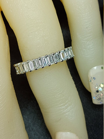 4 TCW Emerald cut Diamond wedding band Emerald cut Half eternity band Solid White gold wedding band bridal ring Stacking Promise ring.