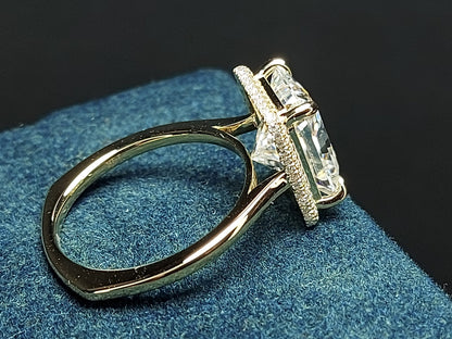 5 Ct Radiant Moissanite Halo Engagement Ring